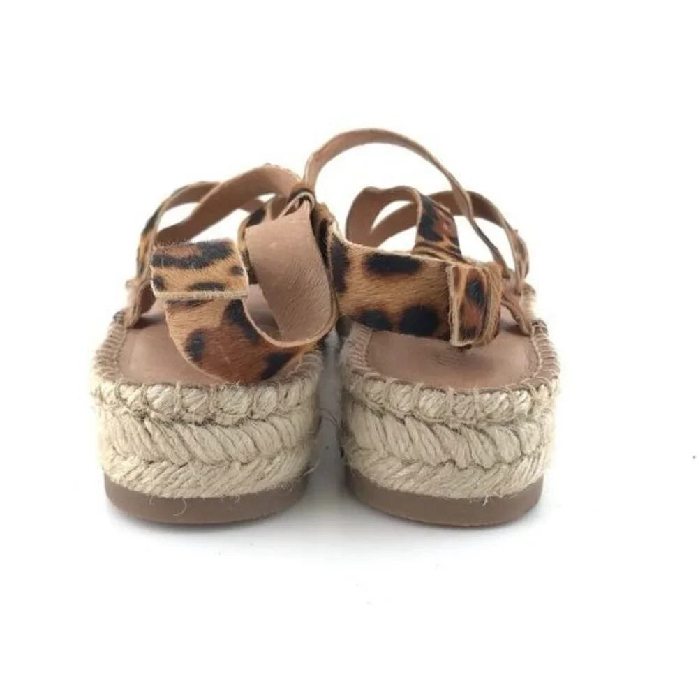Madewell The Malia Espadrille Sandal in Leopard Calf Hair Size 9 NWOT